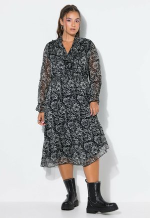 Studio Untold, FLORAL LAYERED CHIFFON ELASTIC WAIST RUFFLE DRESS - Hverdagskjole - black