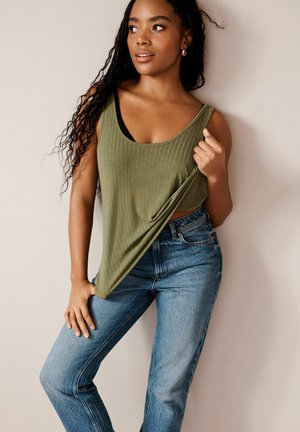 STRAPPY SCOOP NECK SLOUCH 2 PACK - REGULAR FIT - Top - black  khaki green