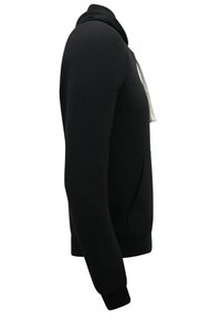 Zwarte hoodie van een katoenmix, met een kangoeroezak, een hoge kraag en geribbelde boorden. Accenten in een lichtere kleur bij de trekkoorden.