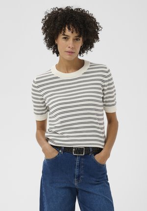 T-shirt imprimé - dark navy twin stripe