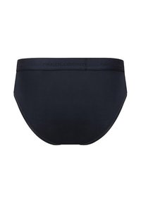 Granatowe męskie slipy o gładkiej teksturze, elastyczny pas z logo "PAKO LORENT" oraz klasyczny krój slipów.