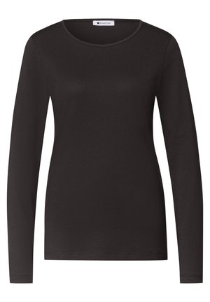 Street One, BASIC LANGARM SHIRT IN UNIFARBE - Long sleeved top - black coffee