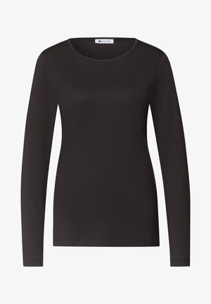 Street One, BASIC LANGARM SHIRT IN UNIFARBE - Long sleeved top - black coffee