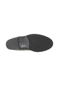 Scarpa di pelle con suola in gomma nera, texture liscia e punta arrotondata; presenta accenti cuciti lungo i lati.