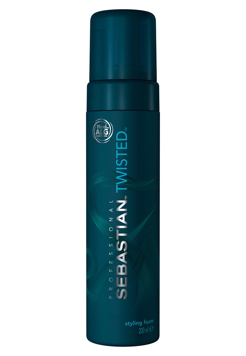 Bomboletta aerosol turchese per schiuma modellante, 200 ml. Presenta grafiche curve, logo e nome del prodotto in caratteri bianchi in grassetto su uno sfondo scuro.