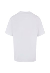 T-shirt blanc uni à manches courtes vu de dos, avec un col rond et une coupe régulière.