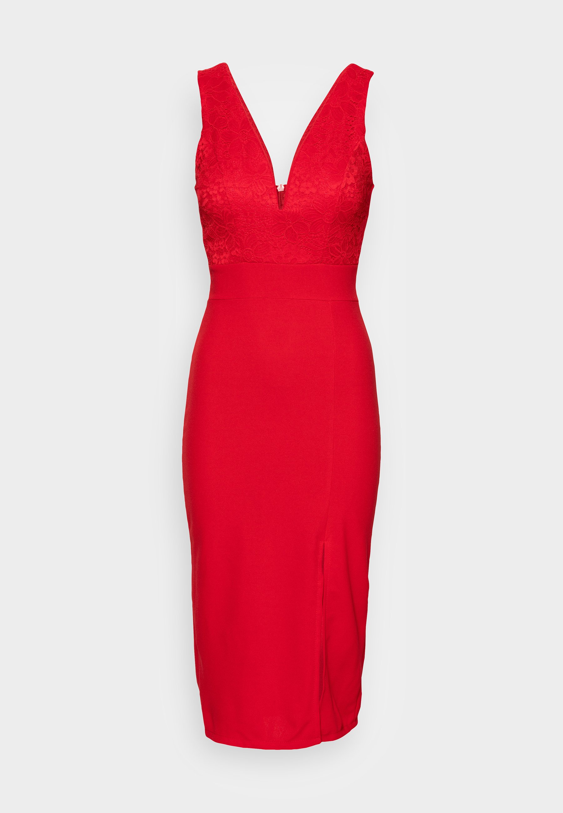 WAL G. V NECK MIDI DRESS - Vestido de tubo - red/rojo - Zalando.es