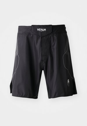 Svart Venum sportshorts med bred midjebånd, borrelås og subtile grå detaljer på sidene og nedre del av benet.