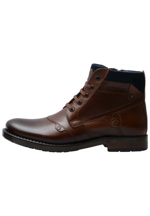 Stivaletti stringati - cognac/marine