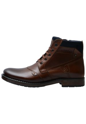 Botines con cordones - cognac/marine