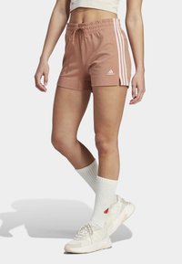 adidas Performance ESSENTIALS SLIM 3-STRIPES - Pantalón corto de deporte - clay strata/clear pink