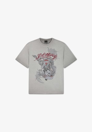 Ed Hardy, MENS OIL WASH STORMING NEW YORK GRAPHIC RELAXED T-SHIRT - Camiseta estampada - grey