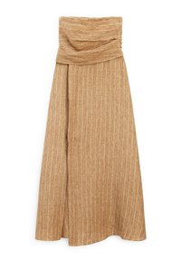 STRAPLESS FLOUNCE - Day dress - brown