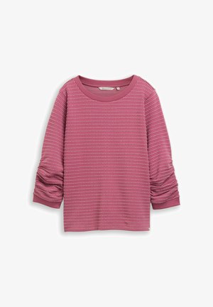 TOM TAILOR DENIM, TOM TAILOR DENIM STRICK & SWEATSHIRT MIT RAFFUNGEN - Sudadera - berry white dotted stripe
