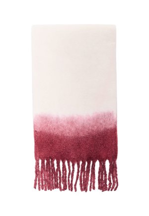 Blød tørklæde med hvid top, der falmer ind i dyb pink ved frynserne.