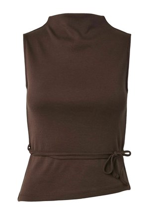 Pieces, TANK TOP PCOLIVE HIGH NECK - Top - hot fudge