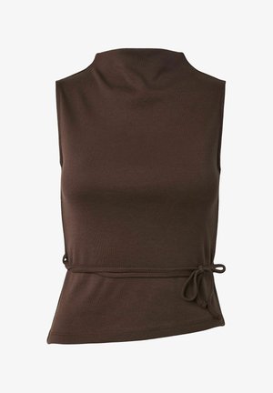 Pieces, TANK TOP PCOLIVE HIGH NECK - Top - hot fudge