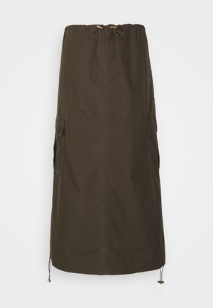 Gina Tricot LONG CARGO SKIRT - Pliiatsseelik - gunner green