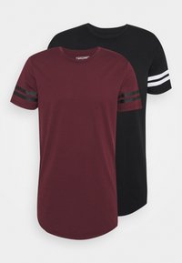 Jack & Jones Performance - JCOZDOUBLE STRIPE TEE 2 PACK - T-shirts print - black/port royale Miniaturebillede 1