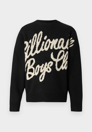 SCRIPT KNITTED CREWNECK - Trui - black