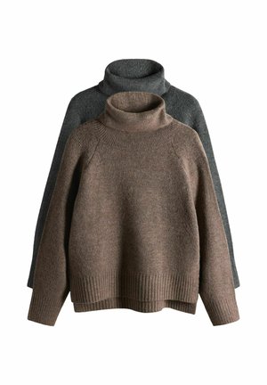 REGULAR FIT - 2 PACK ROLL NECK - Strickpullover - brown marl charcoal/grey marl