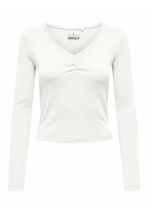 ONLBETTY LIFE L/S SCALLOP V-NECK CC JRS - Langærmet T-shirt - cloud dancer