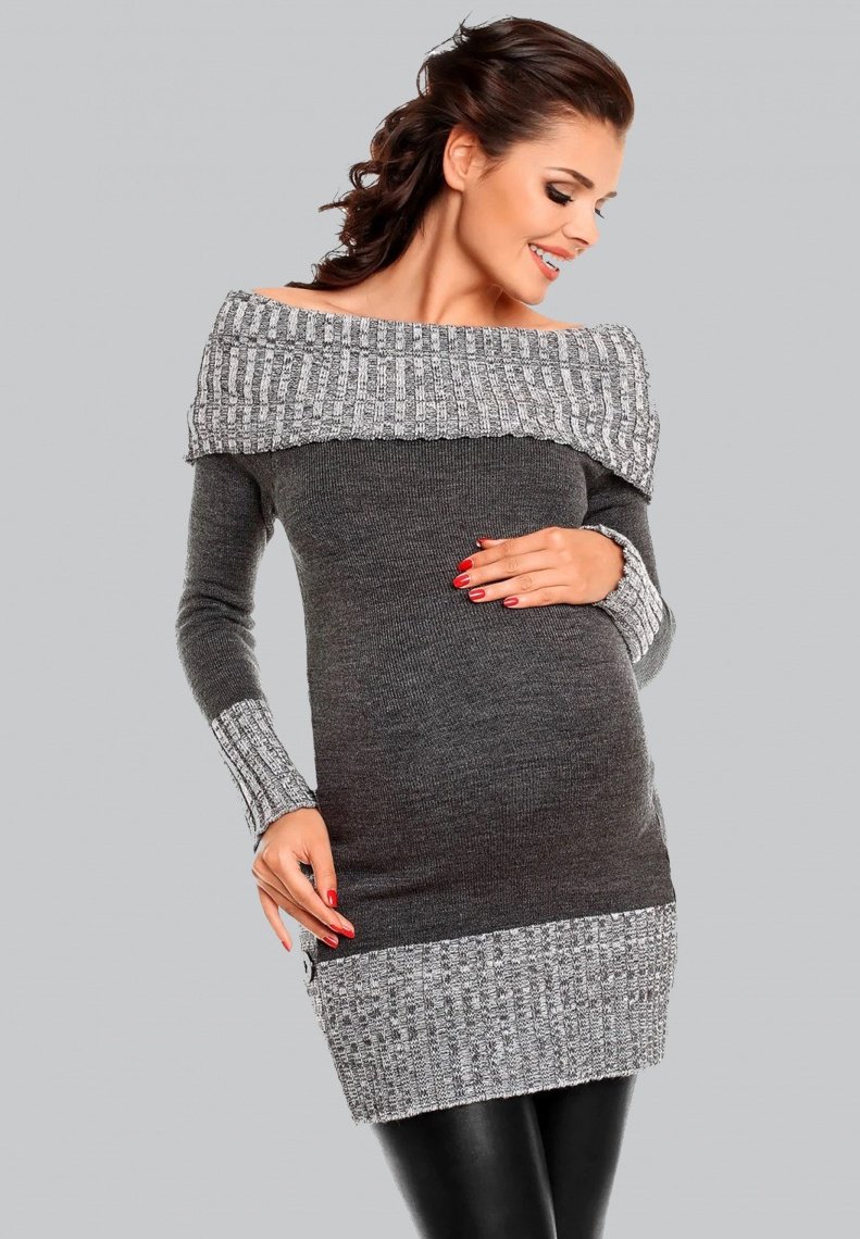 Happy Mama MATERNITY Jumper dress graphite/grey Zalando.co.uk