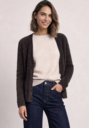 Street One, LANGARM CARDIGAN MIT V-NECK UND KNÖPFEN - Gilet - black coffee