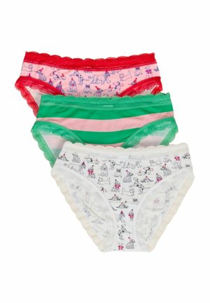 3 PACK  - Slip - red & green party dogs stripe