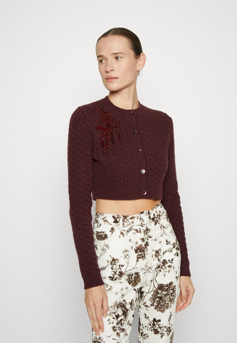 Erdem CROPPED BUTTON DOWN LONG SLEEVE - Cardigan - burgundy/dark red -  Zalando.co.uk