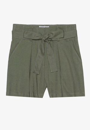 NATURAL LINEN/VISCOSE MIX TIE WAIST SHORTS - Shorts - olive