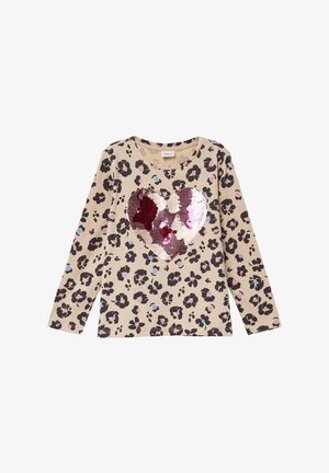 MIT ALL-OVER-PRINT UND WENDEPAILLETTEN - T-shirt à manches longues - helles beige