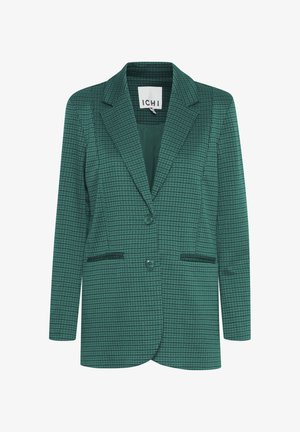 Grøn ternet blazer med en krave med hak, to knapper og forlommer. Glat stof med en subtil tekstur og skræddersyet pasform.