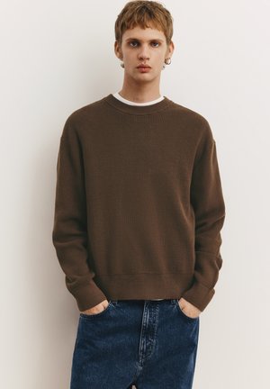 CREWNECK BASIC - Svetr - dark brown