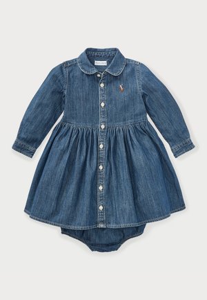 Polo Ralph Lauren SHIRRED DENIM SHIRTDRESS & BLOOMER - Jeanskleid - indigo