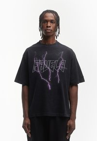 FAVELA LIGHTNING OUTLINE UNISEX - T-shirt print - black washed