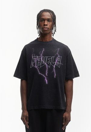 FAVELA LIGHTNING OUTLINE UNISEX - T-Shirt print - black washed