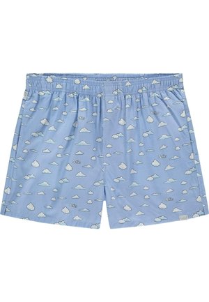 Blå bomuldsboxershorts med et sky-mønster i hvidt og lyseblåt. Elastisk talje for komfort. Enkel, afslappet design.