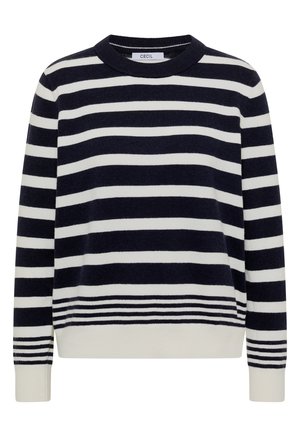 Cecil, PULLOVER MIT RUNDHALS UND STREIFEN - Striktrøje - urban dark blue melange