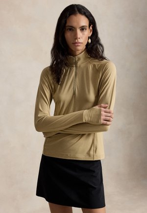 STRETCH JERSEY QUARTER-ZIP - Μπλούζα με μακριά μανίκια - classic tan