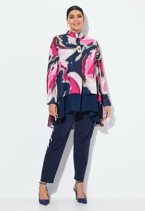 MARBLED LONG SLEEVE LAYERED - Tunic - marine