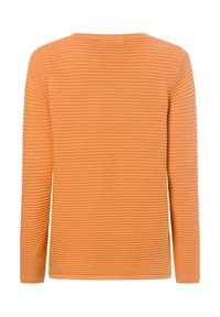 Langarmshirt in Orange, aus geripptem Stoff mit strukturierter Oberfläche und rundem Halsausschnitt, mit geradem Schnitt und ohne Verzierungen.