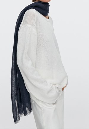 Massimo Dutti, PLAIN 100% LINEN SCARF - Sciarpa - mottled dark blue