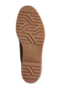 Semelle extérieure en caoutchouc brun avec un motif de traction ondulé, marqué du "37" et de la marque "MARCO TOZZI" ; texture solide, design robuste.