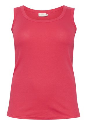 Top aderente senza maniche in tessuto rigato di un vivace rosa. Presenta un ampio scollo arrotondato, design senza maniche e orlo dritto. Etichetta del brand sul collo.