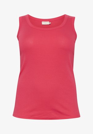 Enganliegender Tanktop aus leuchtend pinkem Rippmaterial. Mit weitem, rundem Ausschnitt, ärmellosem Design und geradem Saum. Markenlabel am Hals.