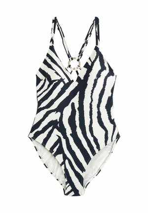 STRAPPY BACK PLUNGE TUMMY CONTROL  - Uimapuku - myleene klass cream black zebra