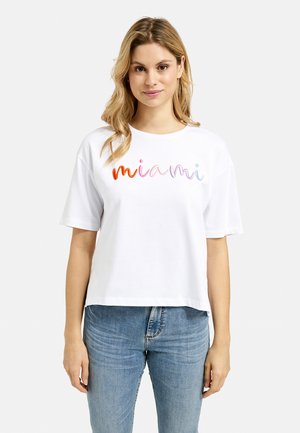 BOXY MIT - STICKEREI - T-Shirt print - white