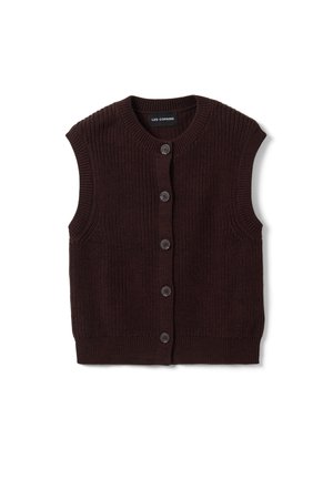 Les Copains, KNITTED GILET WITH CREW NECK, REGULAR FIT - Waistcoat - black brown