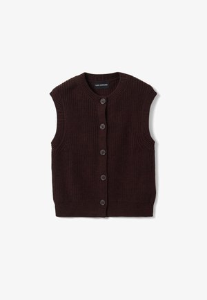 Les Copains, KNITTED GILET WITH CREW NECK, REGULAR FIT - Waistcoat - black brown